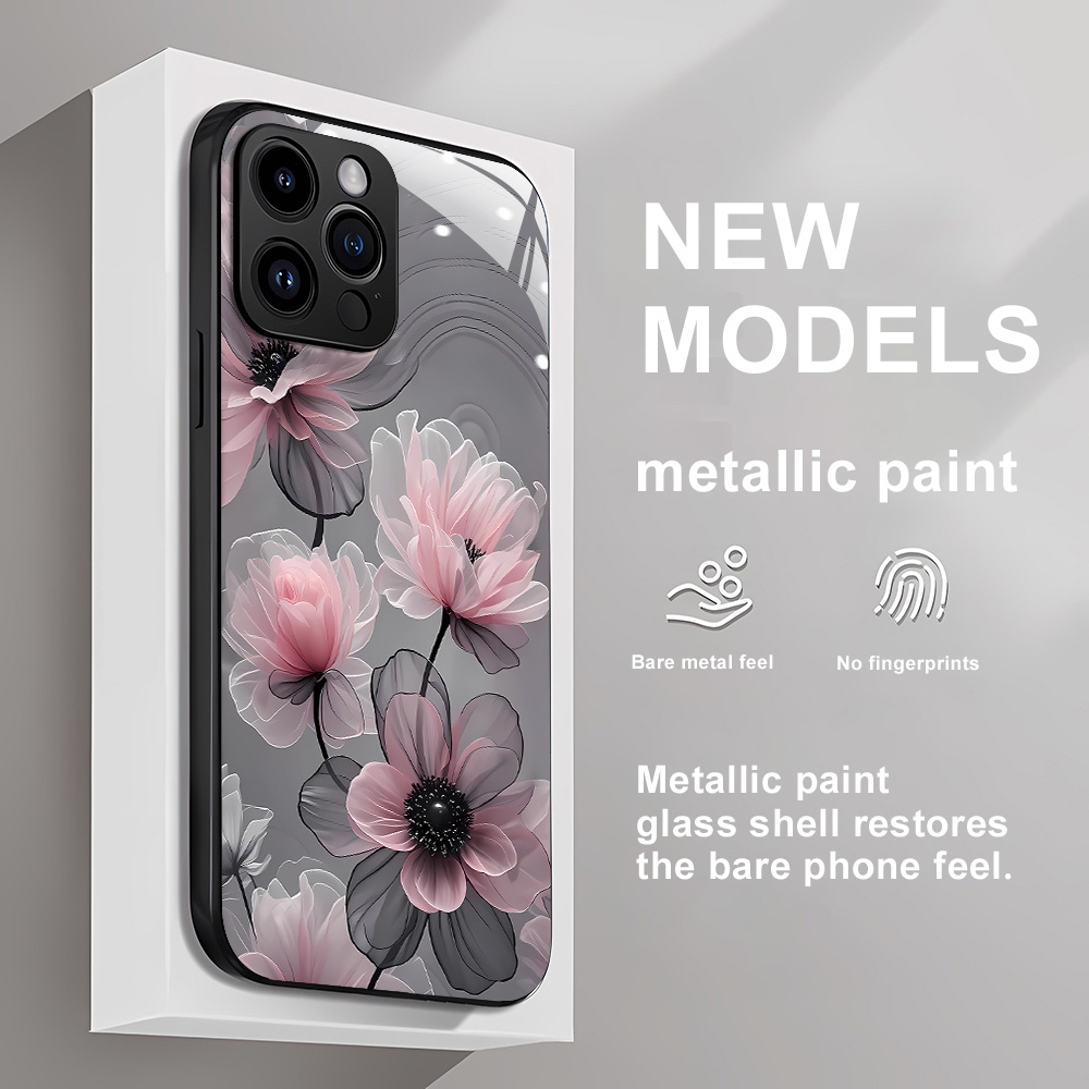 Screen Protectors - Flower Tempered Glass Case For iPhone