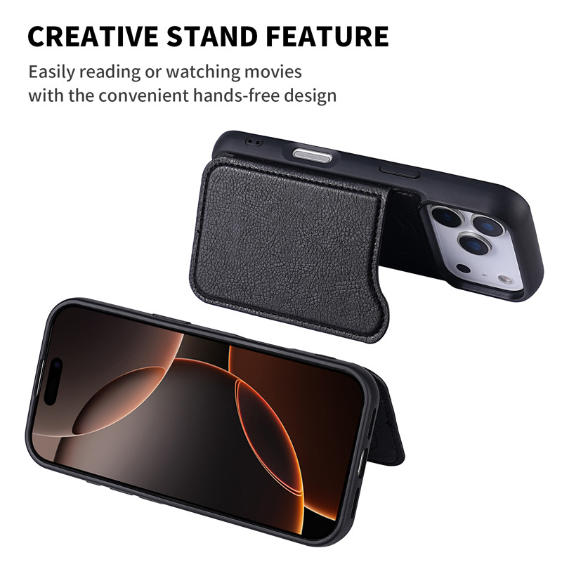 For Magsafe Magnetic Leather W - Leather Wallet Card Holder Phone Cover recension och pris