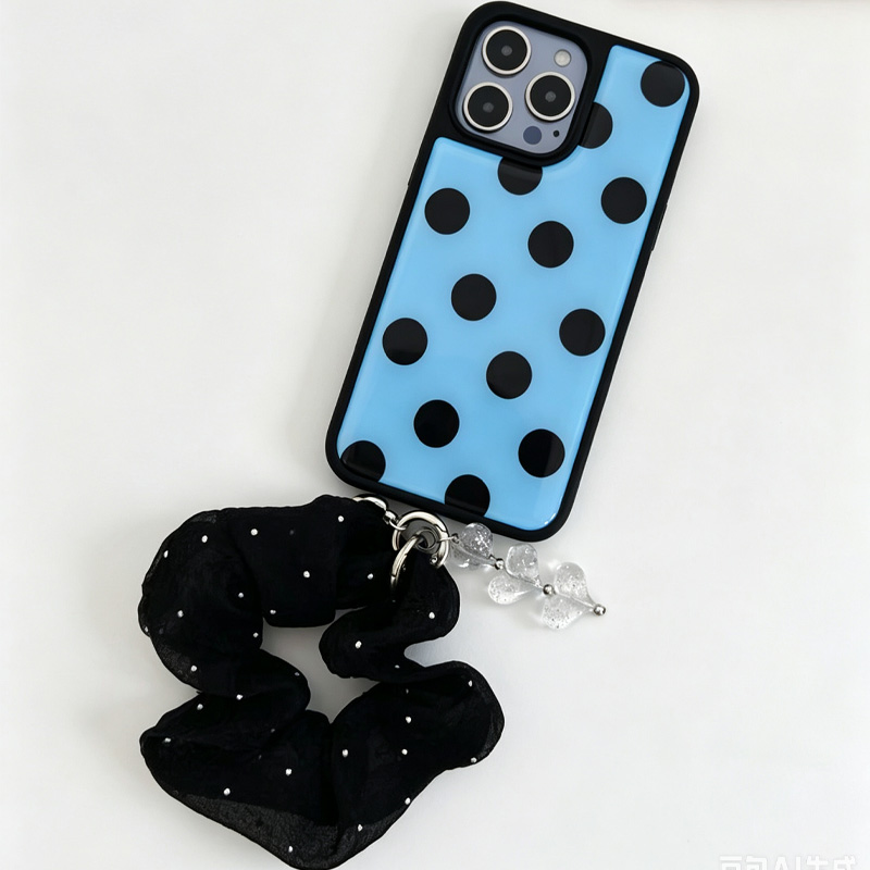 Blue Black Polka Dot Phone Cas - Clear Shockproof Bumper Case recension och pris