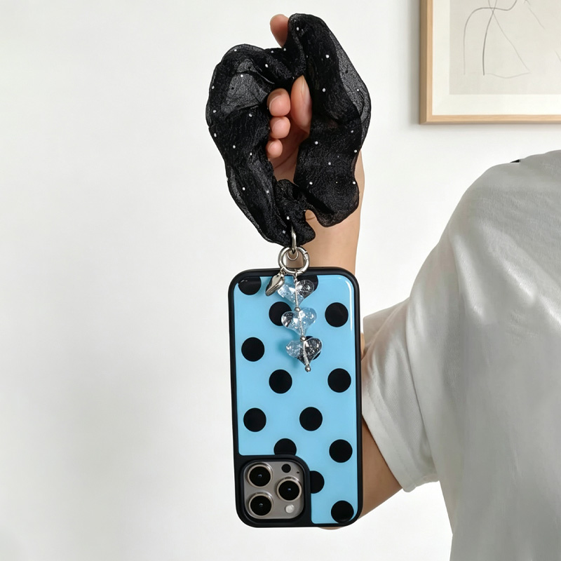 Blue Black Polka Dot Phone Cas - Clear Shockproof Bumper Case recension och pris