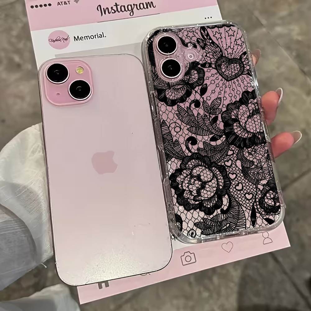 Lace Flowers INS Clear Phone C - Clear Shockproof Bumper Case recension och pris
