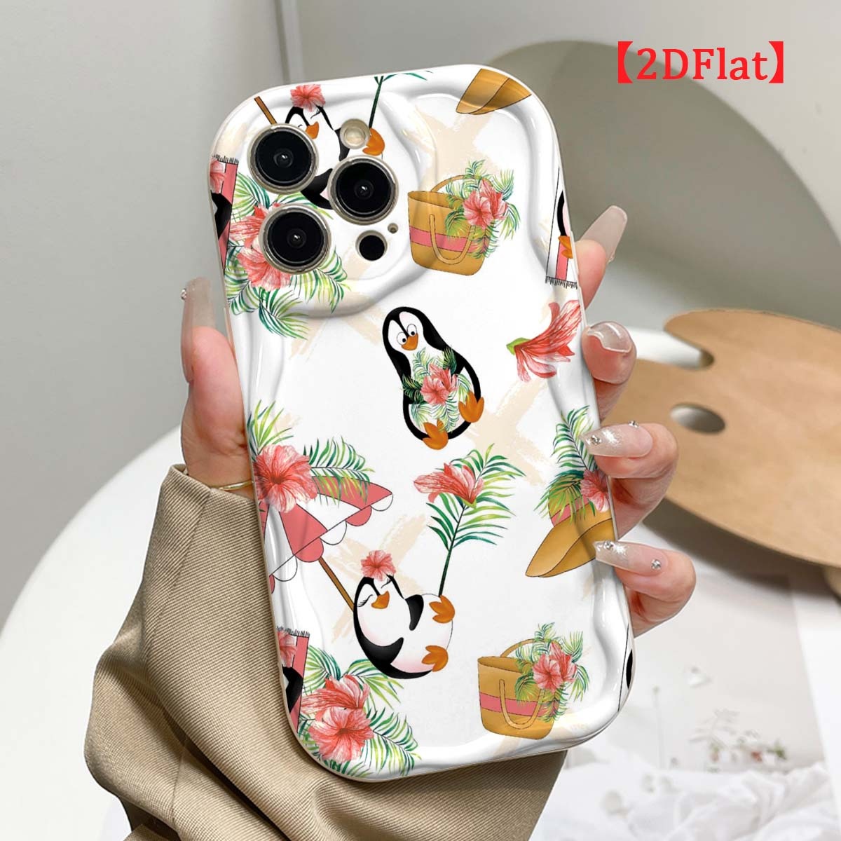 Cute Penguin Phone Case For iP - Cute Cartoon Wrist Strap Silicone Case recension och pris